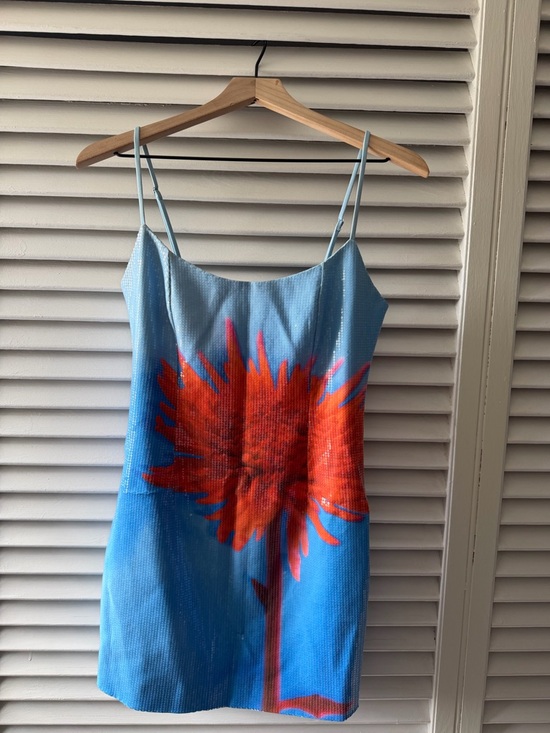 Runaway The Label Dresses & Skirts - Blue sequin mini with orange flower
